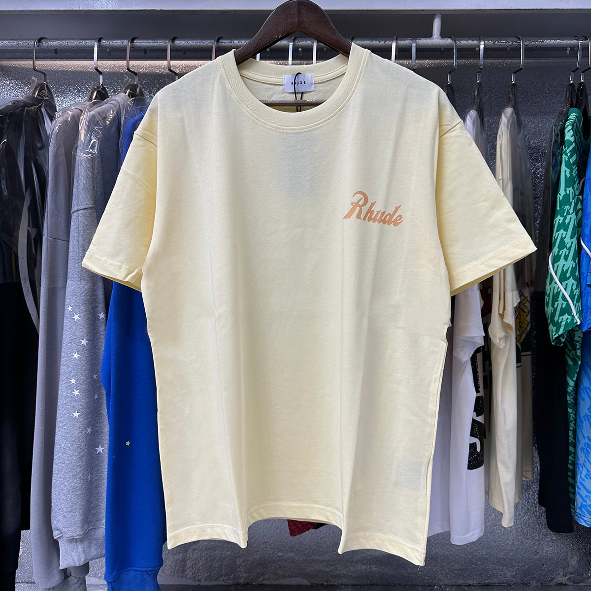Rhude T-shirts Letter Printed Cotton Casual Short Sleeve Men and Women