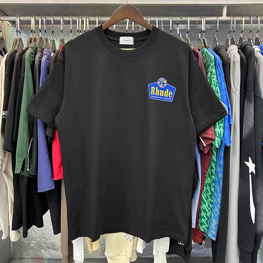 Rhude T-shirts Wine Printing Cotton Casual Short Sleeve Men and Women