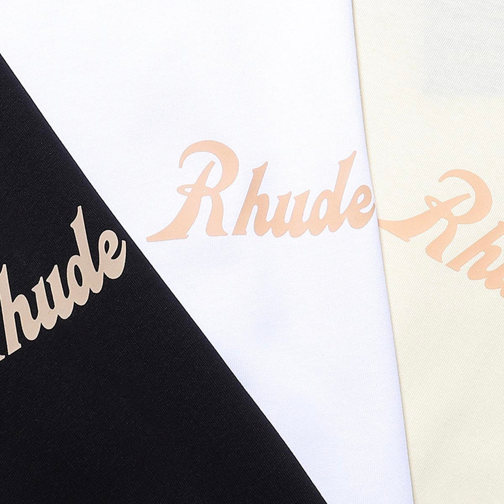 Rhude T-shirts Letter Printed Cotton Casual Short Sleeve Men and Women