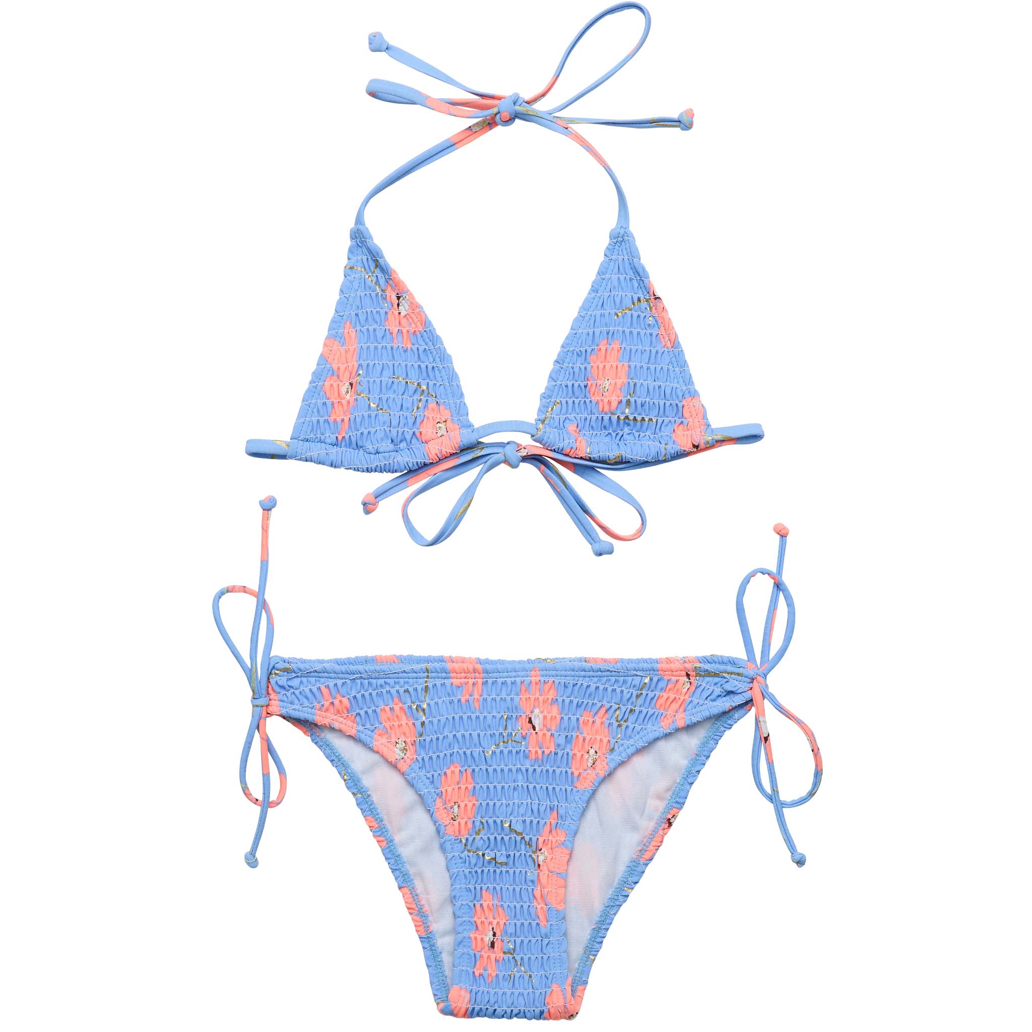 Beach Bloom Shirred Triangle Bikini