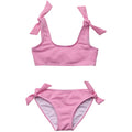 Raspberry Stripe Tie Crop Bikini