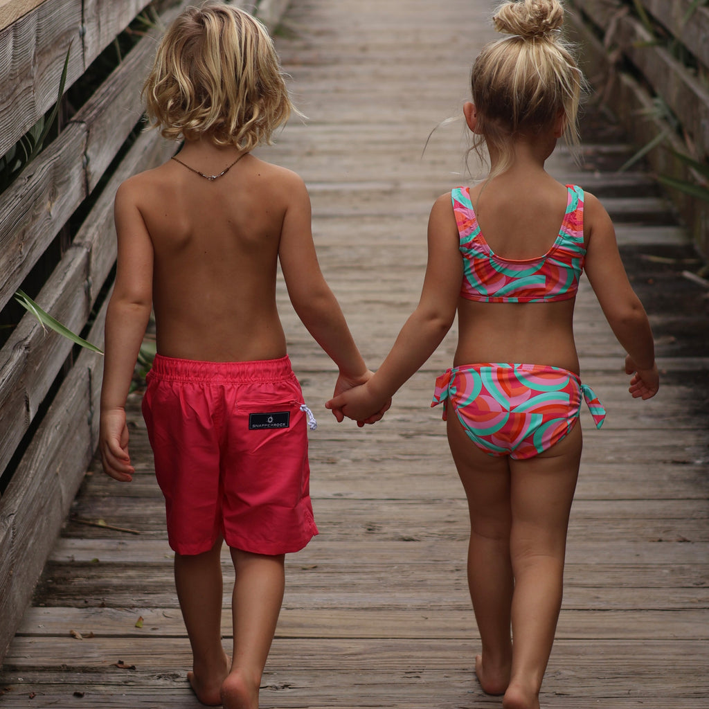 Geo Melon Sustainable Knot Front Bikini - FINAL SALE