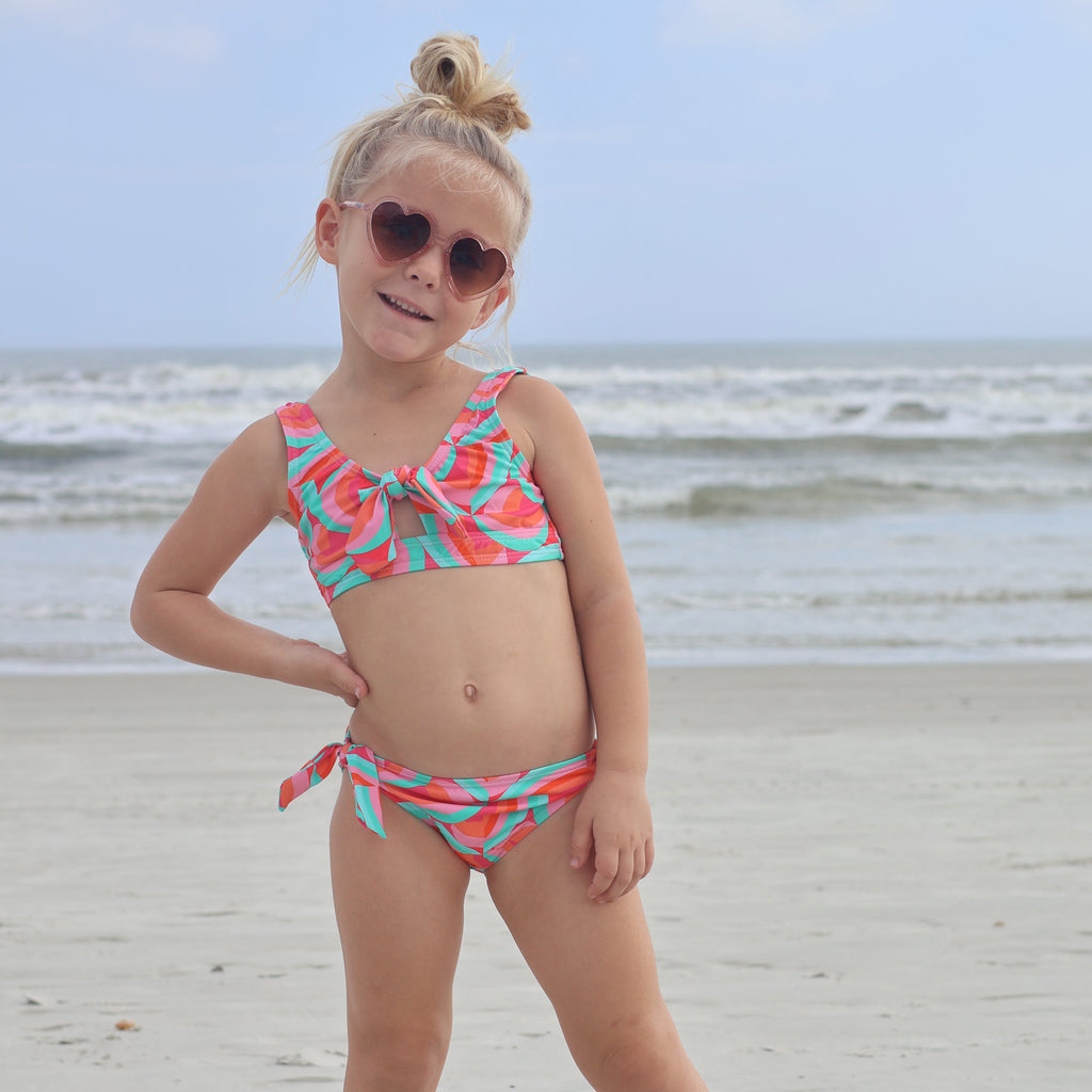 Geo Melon Sustainable Knot Front Bikini - FINAL SALE