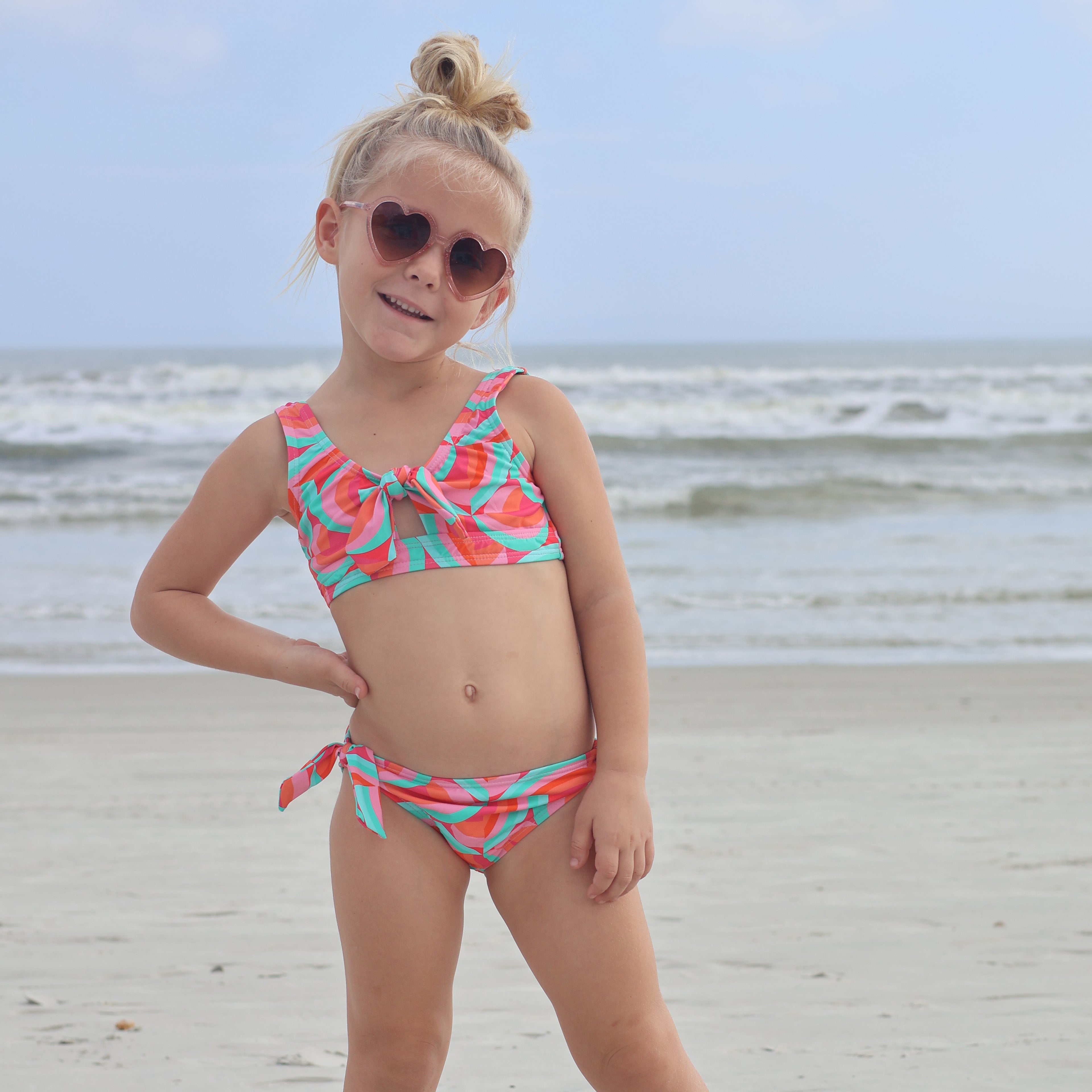 Geo Melon Sustainable Knot Front Bikini - FINAL SALE