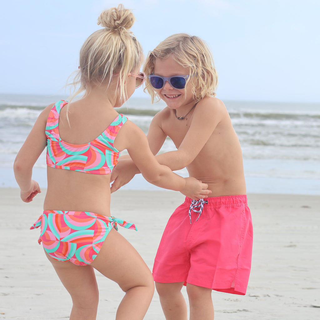 Geo Melon Sustainable Knot Front Bikini - FINAL SALE