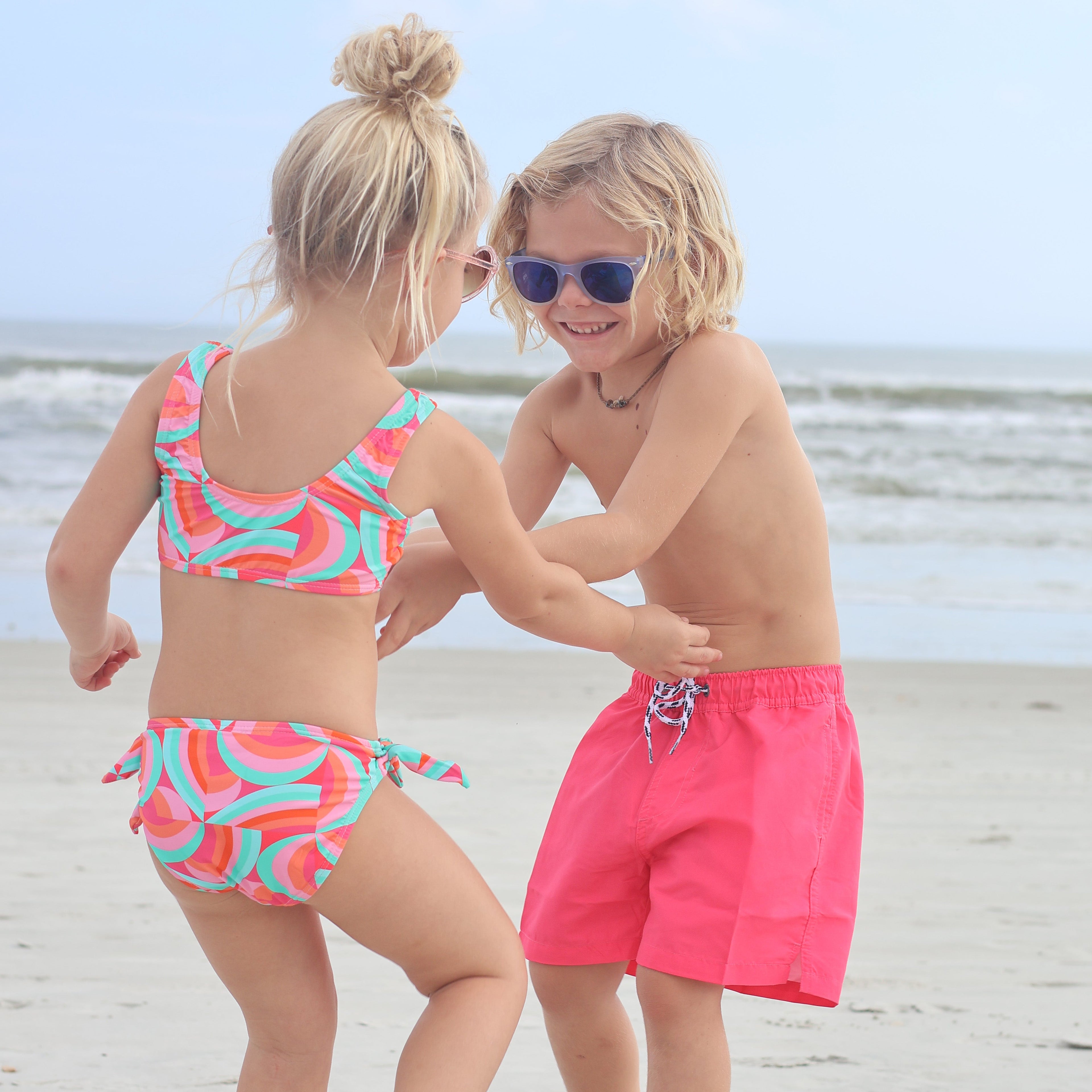 Geo Melon Sustainable Knot Front Bikini - FINAL SALE