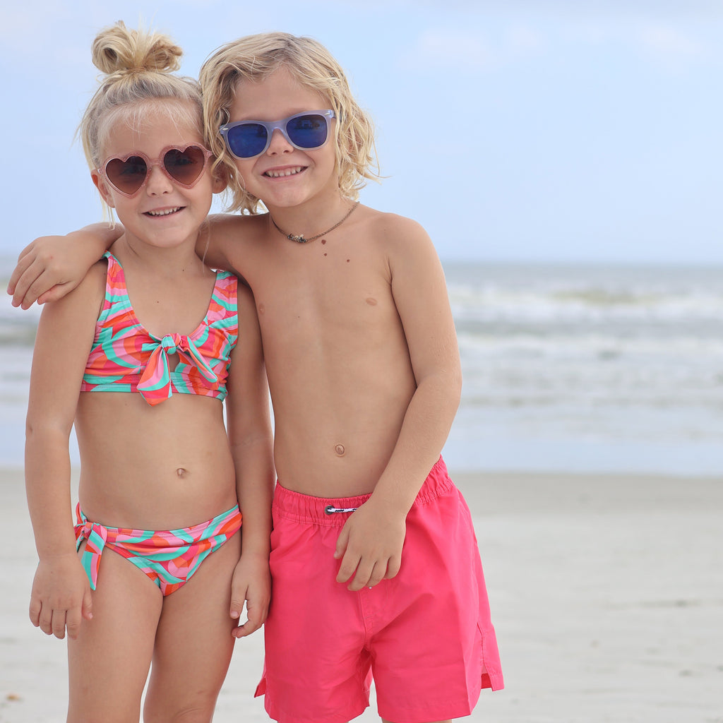 Geo Melon Sustainable Knot Front Bikini - FINAL SALE