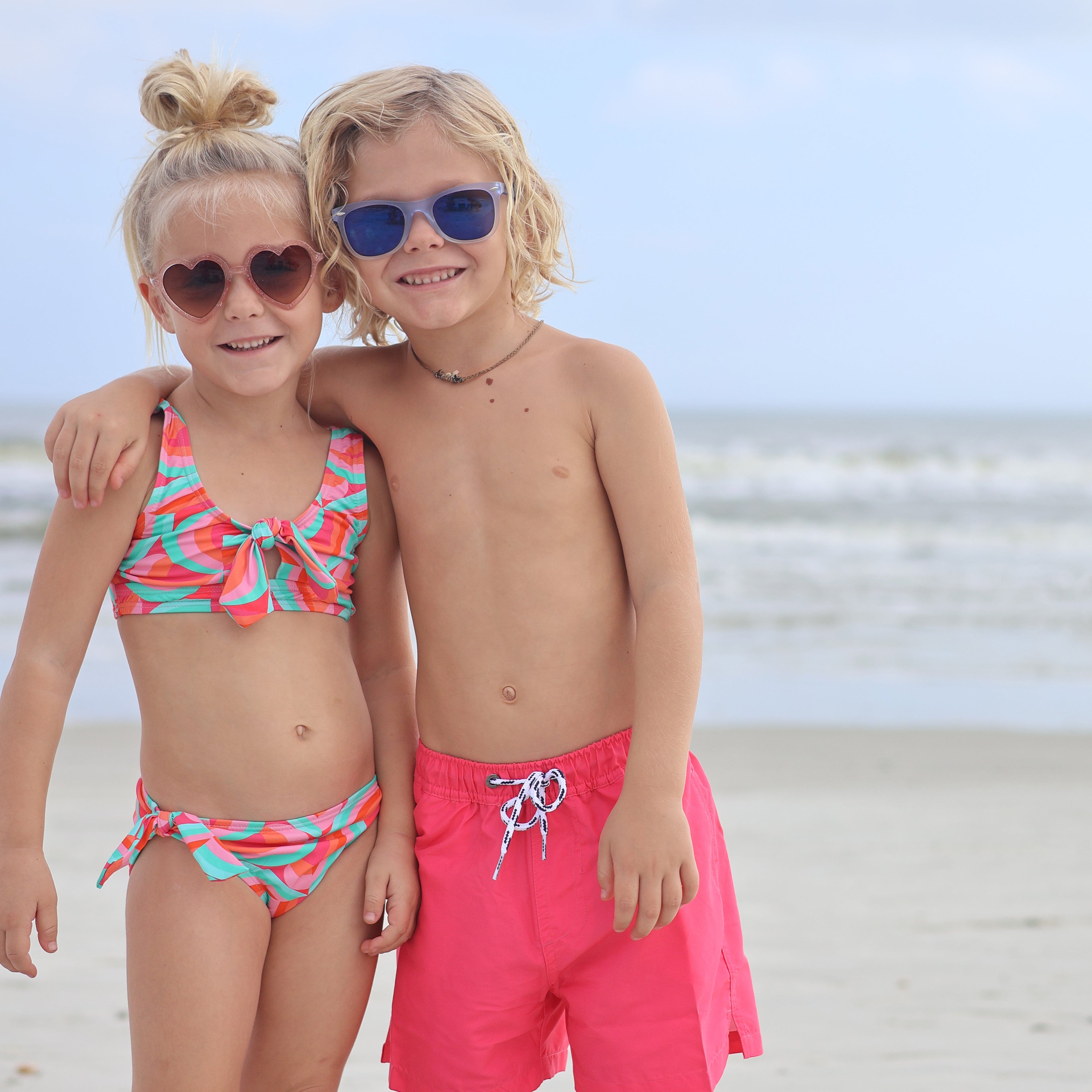 Geo Melon Sustainable Knot Front Bikini - FINAL SALE
