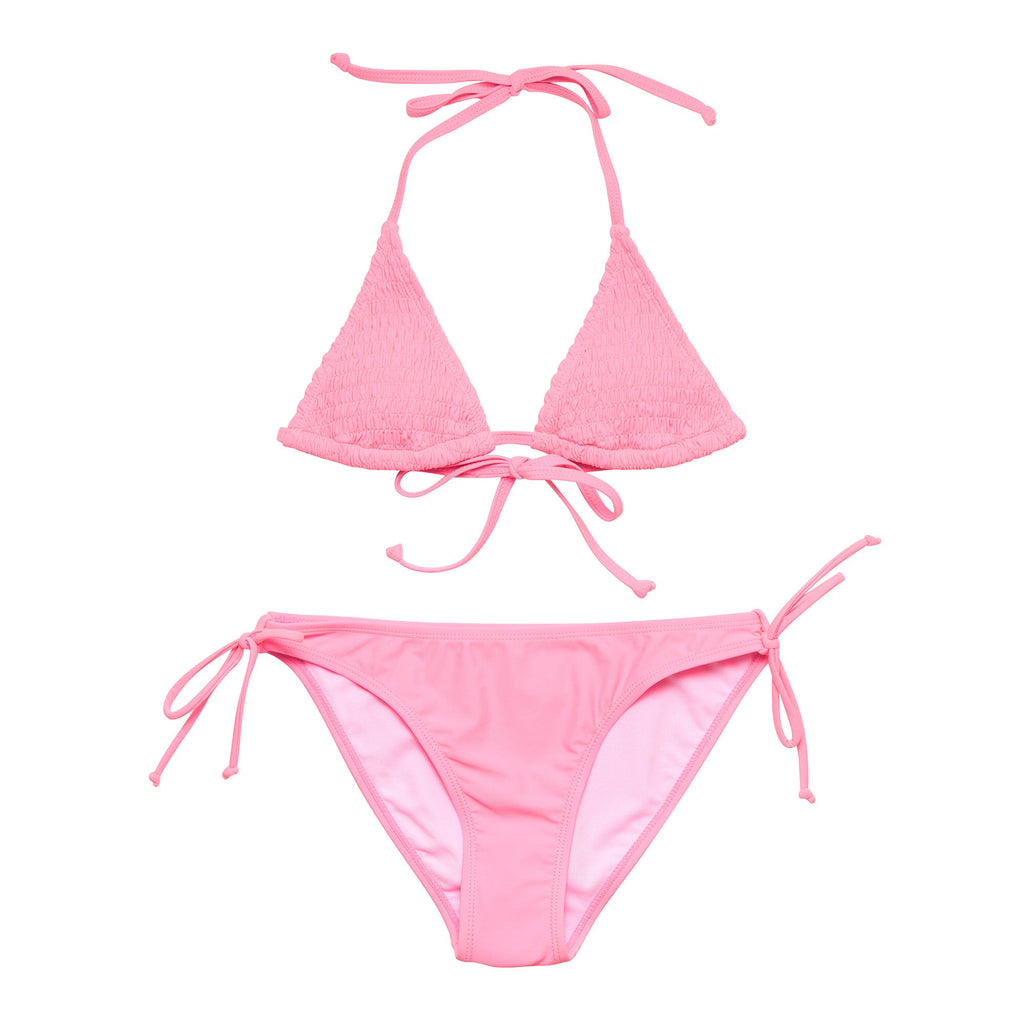 Pink Shirred Triangle Bikini