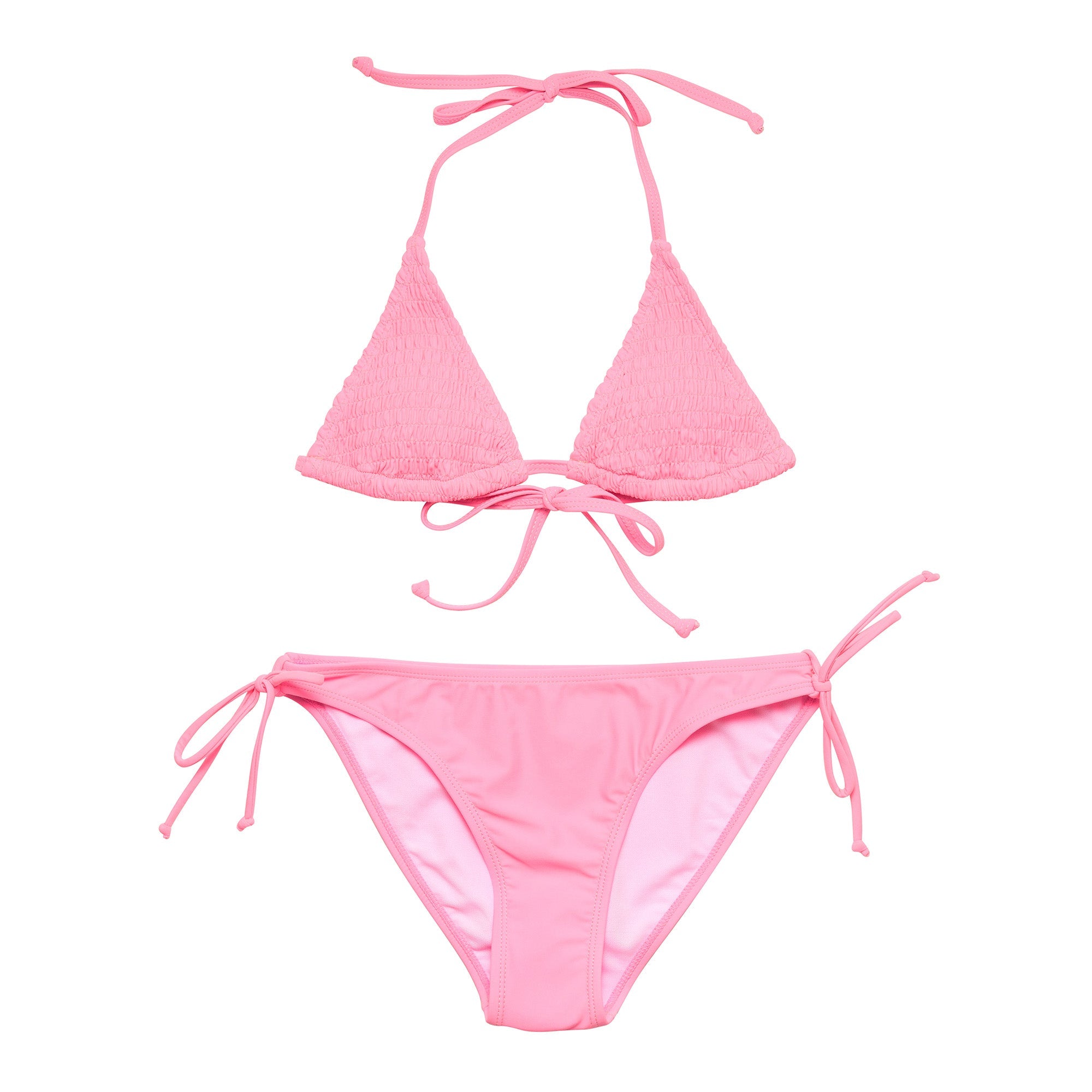 Pink Shirred Triangle Bikini