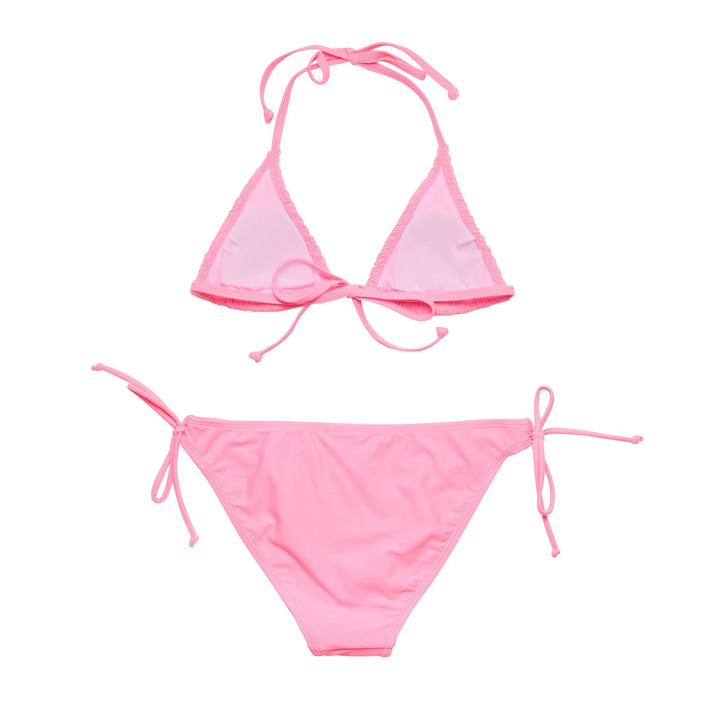 Pink Shirred Triangle Bikini