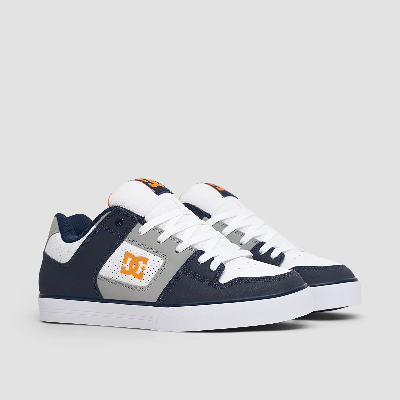 DC Men's Pure Skate Shoes -White/Grey/Blue
