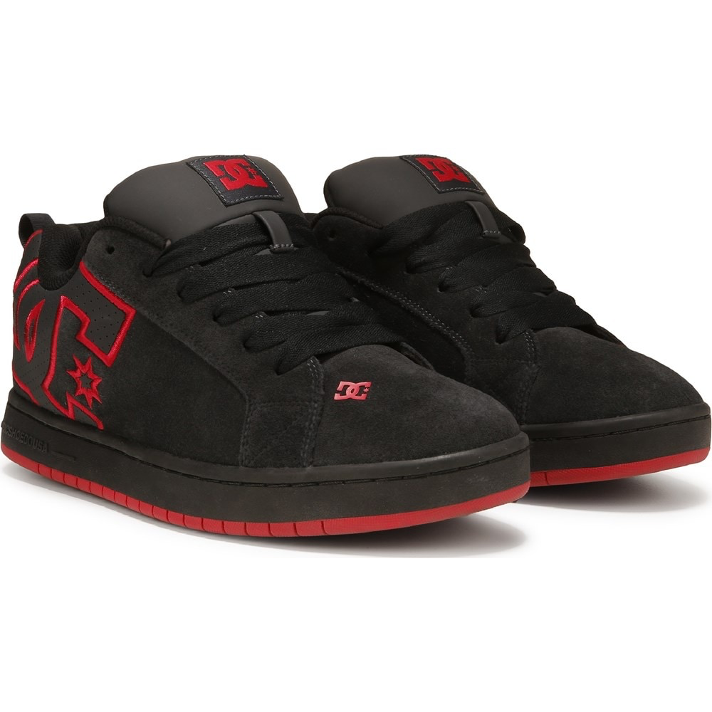 DC Men's Court Graffik SE Shoes - Dark Grey/Red-T