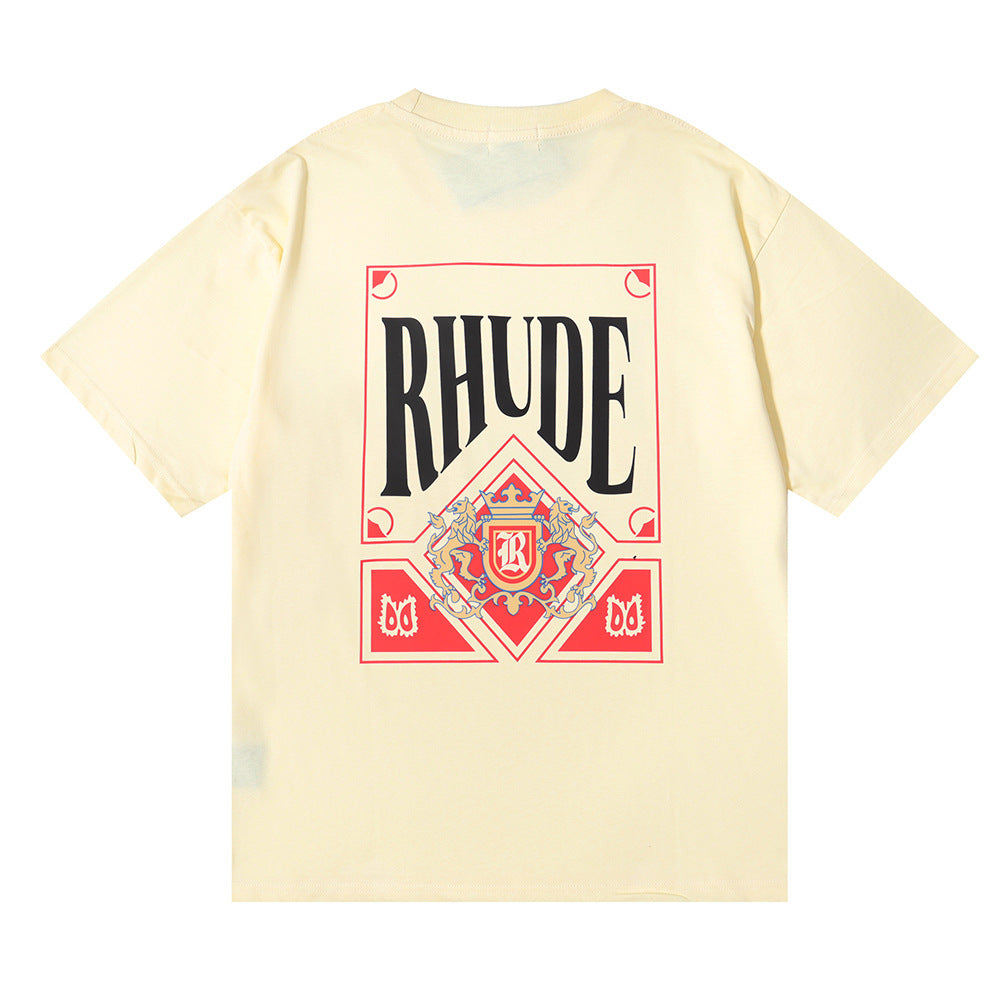 Rhude T-shirt Micro Label Letter Card Print Short Sleeve T-shirt