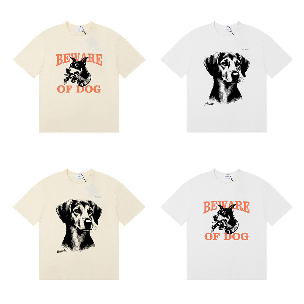 Rhude T-shirt Hound Letter Print Short Sleeve T-shirt