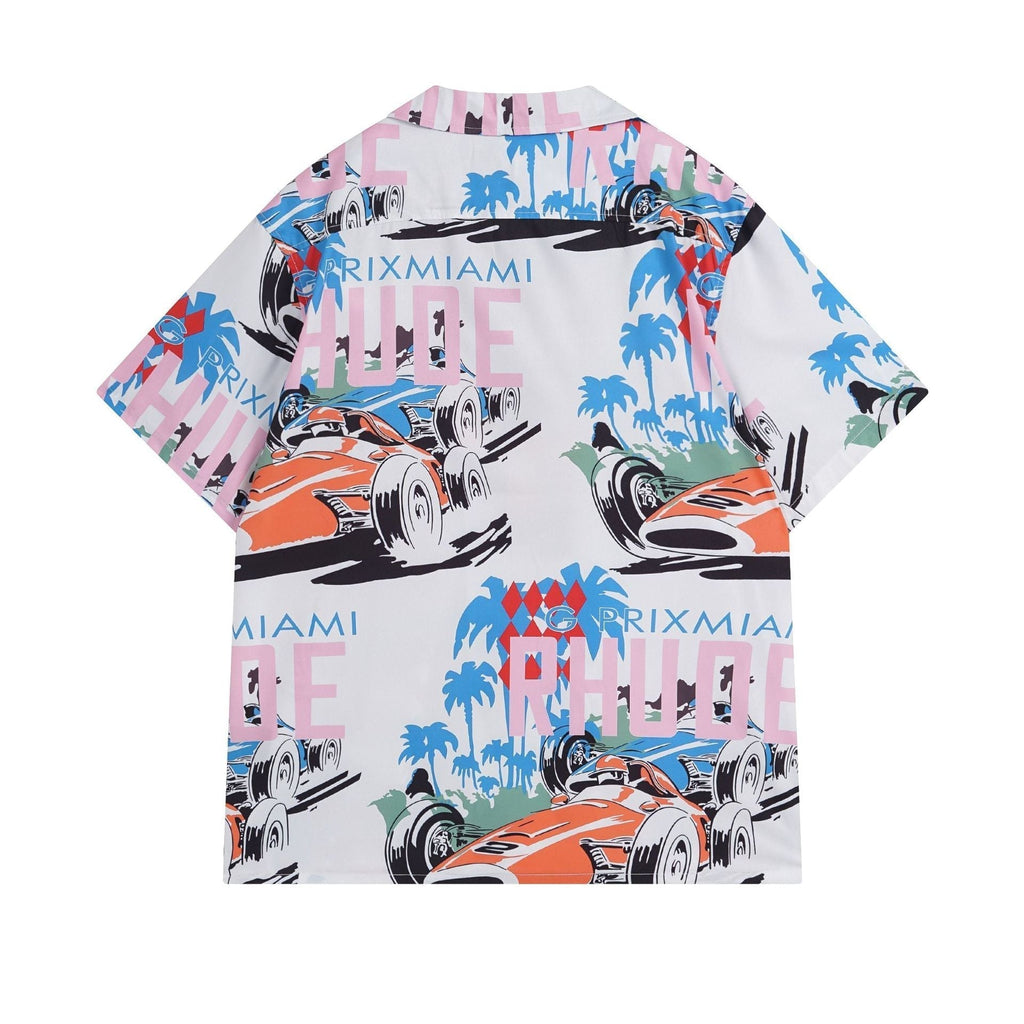 Rhude T-shirt Racing Letter Logo Casual Short Sleeve Shirt, Shorts