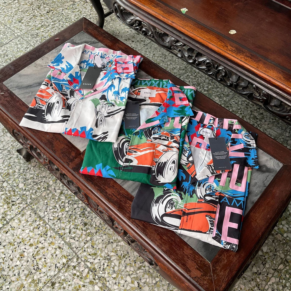 Rhude T-shirt Racing Letter Logo Casual Short Sleeve Shirt, Shorts