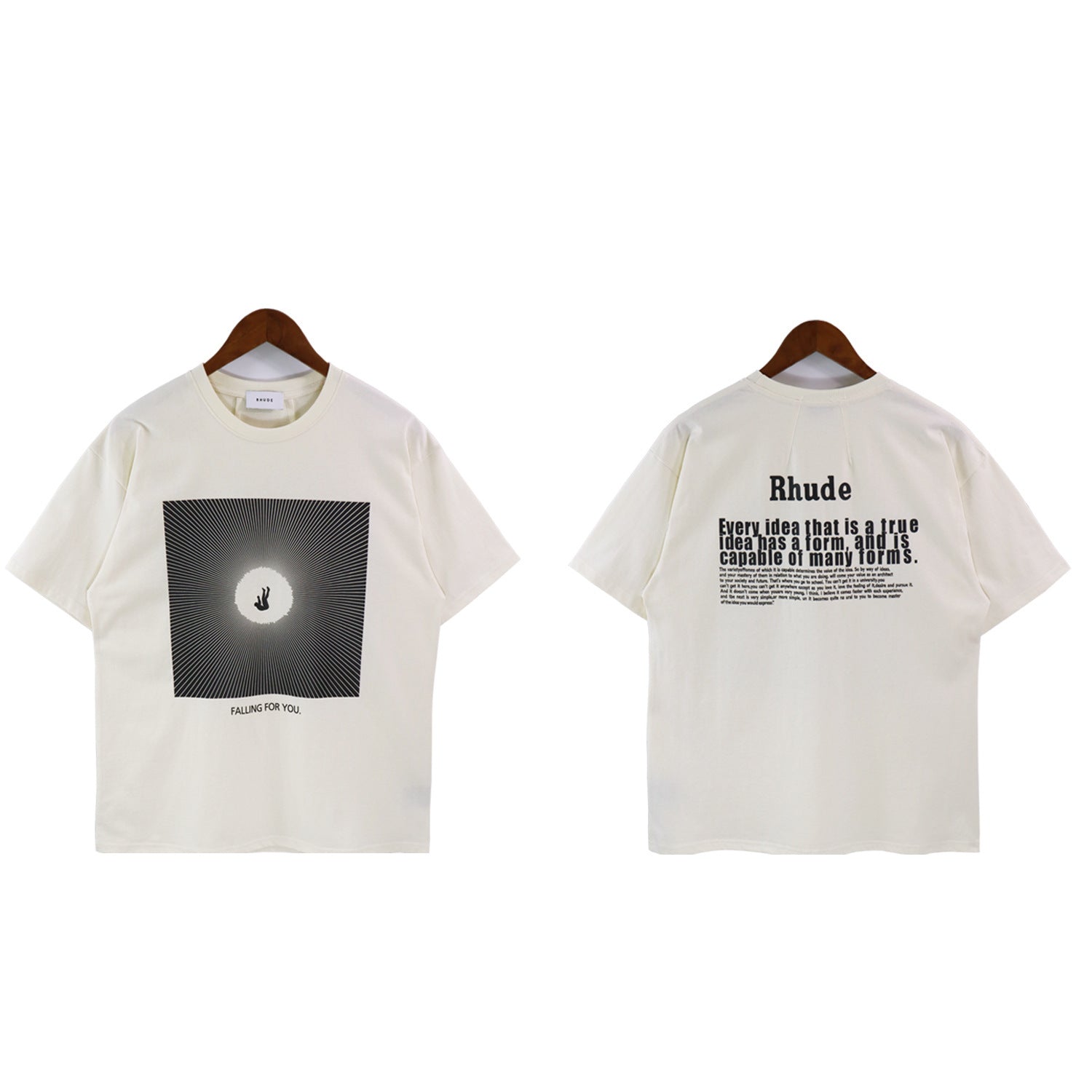 Rhude T-shirt Alphabet Slogan Printed Short Sleeve T-shirt