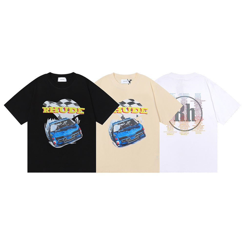 Rhude T-shirt Micro Label Alphabet Racing Print Short Sleeve T-shirt