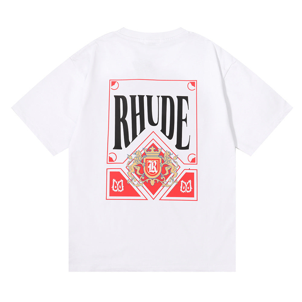 Rhude T-shirt Micro Label Letter Card Print Short Sleeve T-shirt