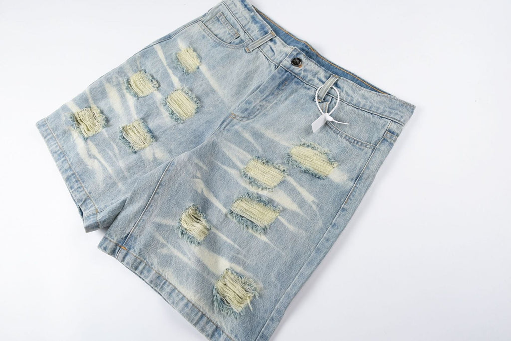 Hellstar Shorts Ripped Denim Sounds like Heaven Casual Pants