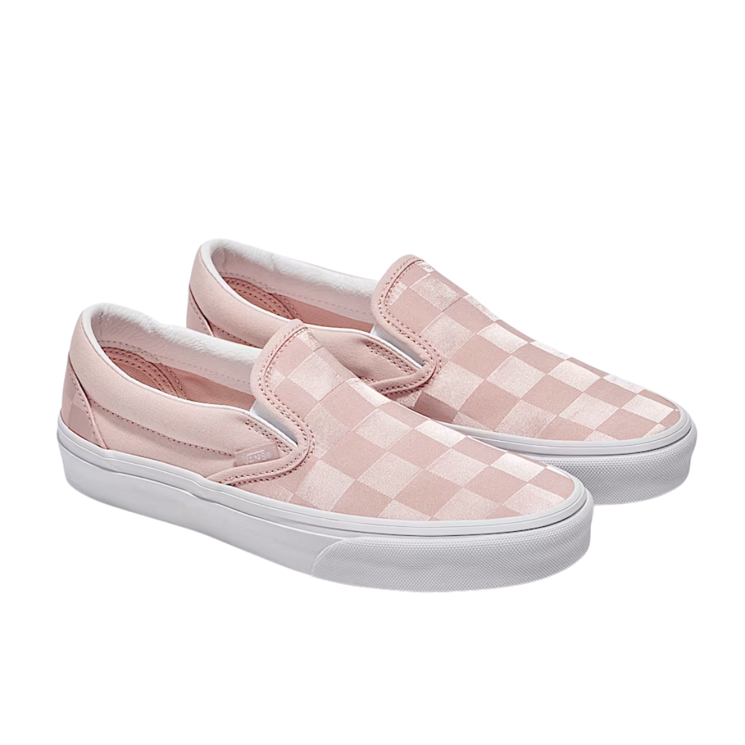 Vans Unisex FU Classic Slip On Shoes - Satin Checkerboard Sepia Rose