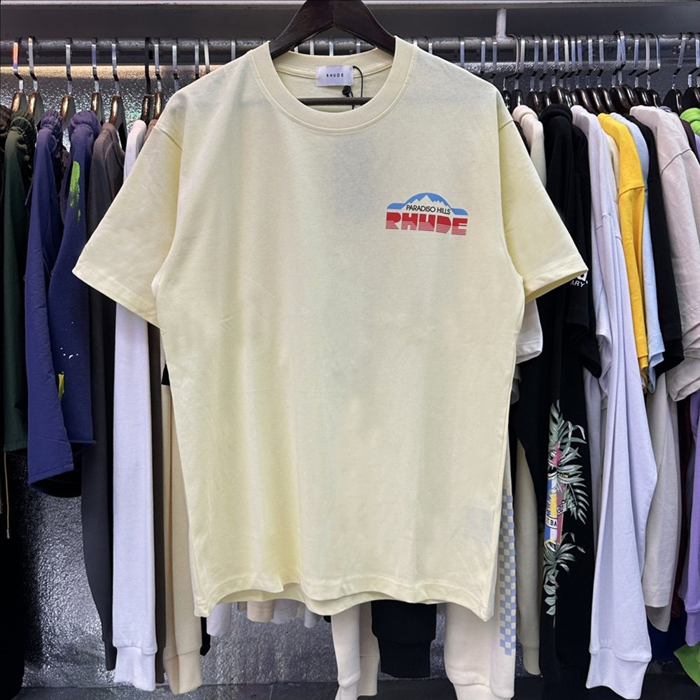 Rhude T-shirts Paradiso Rally Racing Short Sleeves Men and Women