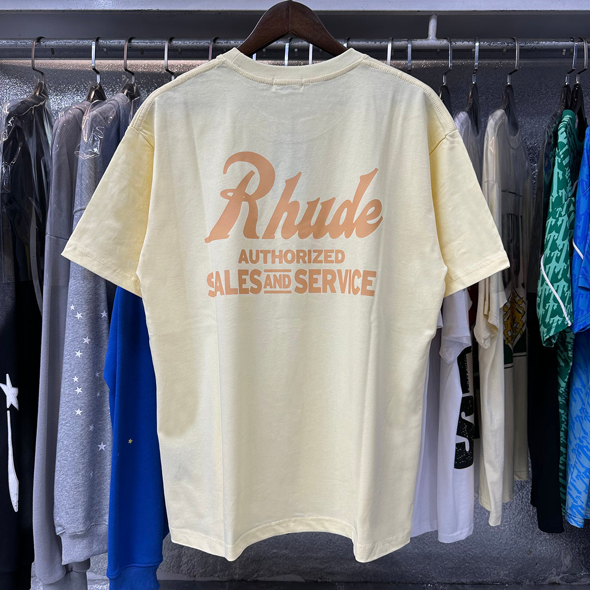 Rhude T-shirts Letter Printed Cotton Casual Short Sleeve Men and Women